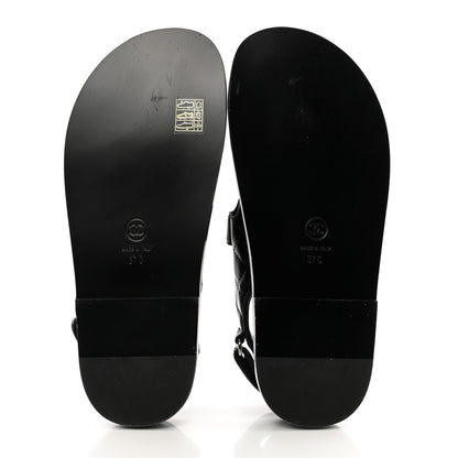 Chanel Lambskin Quilted Velcro Dad Sandals 37 So Black 6 of 9