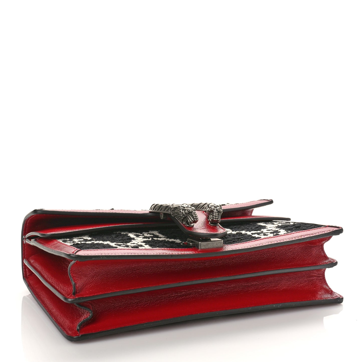 Tweed GG Monogram Small Dionysus Shoulder Bag Black White Romantic Cherry