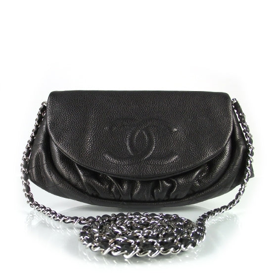 Caviar Half Moon Wallet On Chain Black