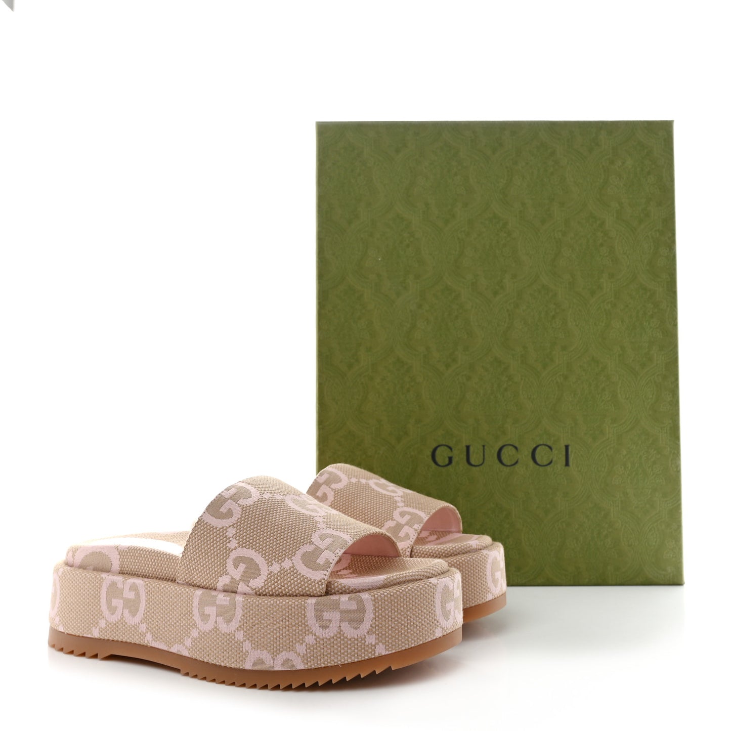 Monogram Jumbo GG Angelina Platform 55mm Slide Sandals 36 Beige Perfect Pink