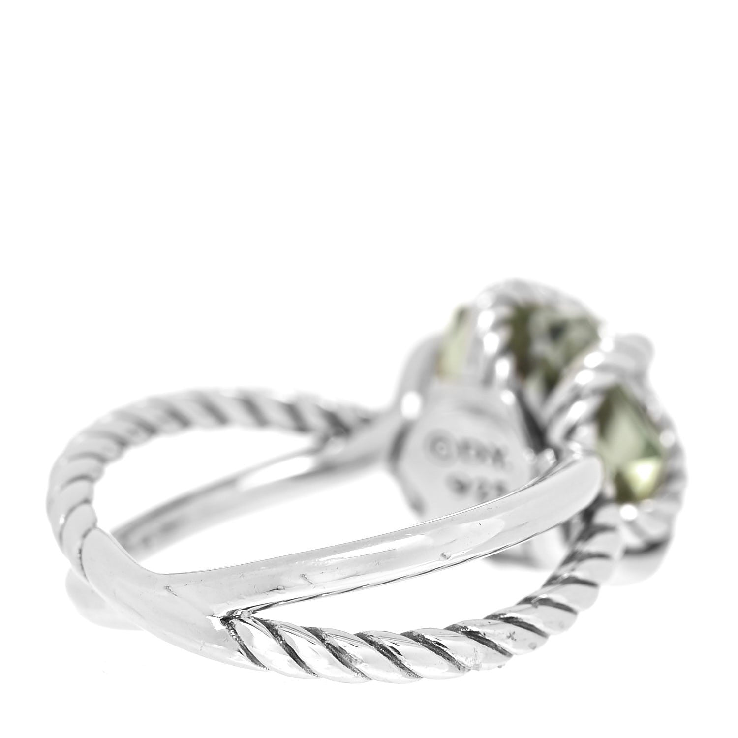 David Yurman Sterling Silver Diamond Prasiolite 10mm Cable Wrap Ring 48 4.5 5 of 5
