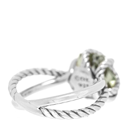 David Yurman Sterling Silver Diamond Prasiolite 10mm Cable Wrap Ring 48 4.5 5 of 5