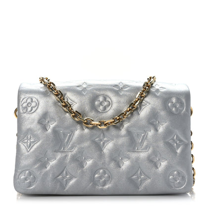 Louis Vuitton Metallic Lambskin Embossed Monogram Pochette Coussin Silver 1 of 9