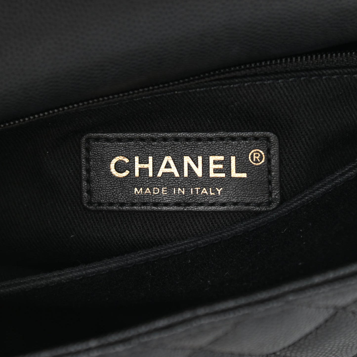 Caviar Lizard Embossed Quilted Mini Coco Handle Flap Black