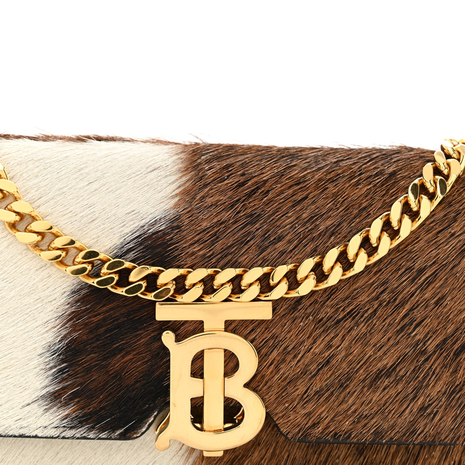 Burberry Calf Hair Large Jessie Chain TB Bag Brown 7 of 11
