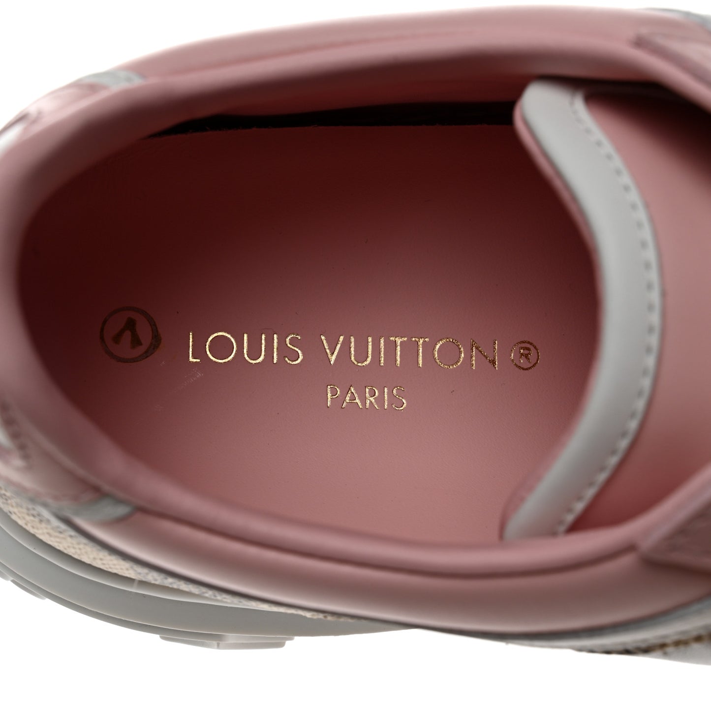 Monogram Embossed Calfskin Damier Azur Time Out Sneakers 38 Rose Clair Pink
