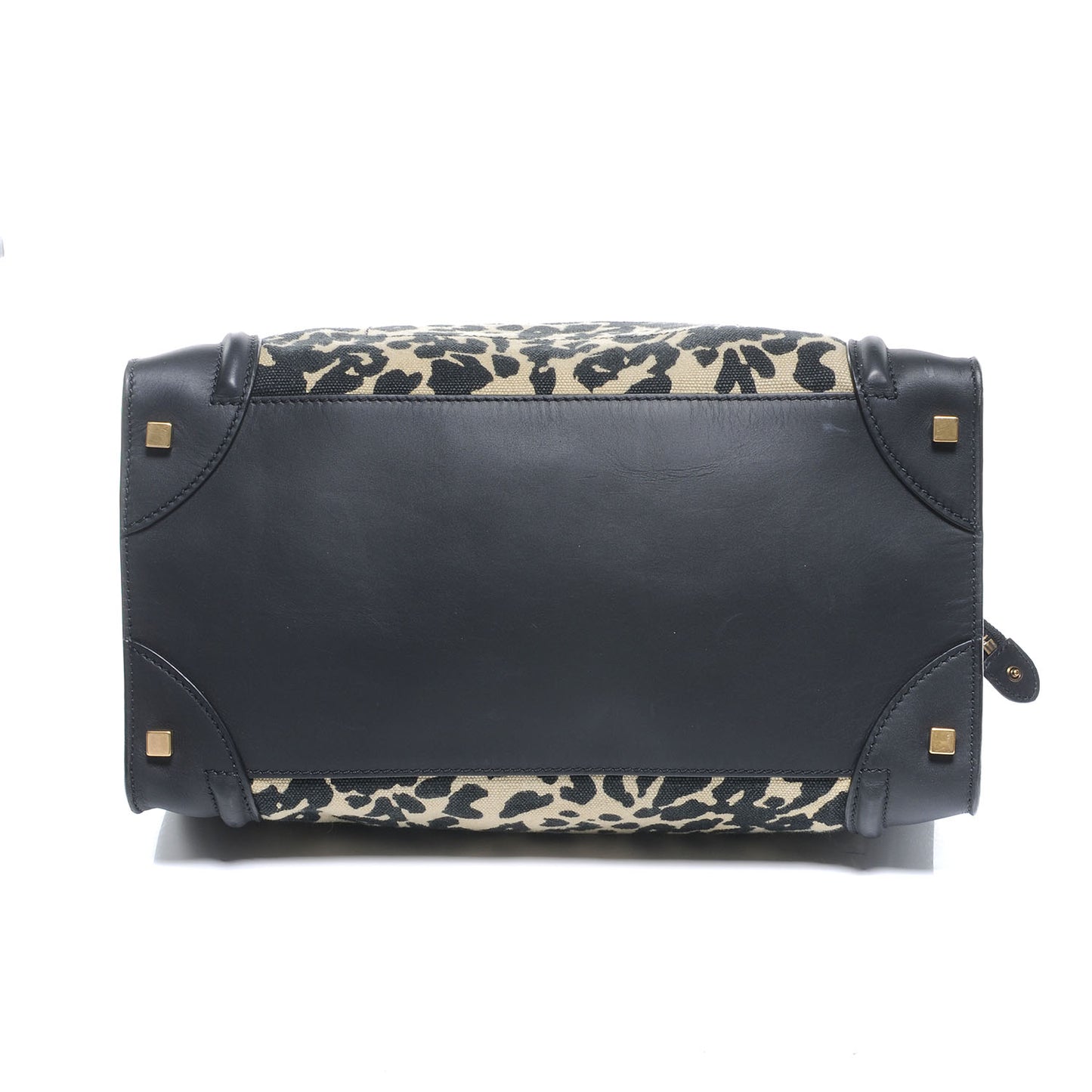 Linen Smooth Calfskin Leopard Print Medium Luggage Black