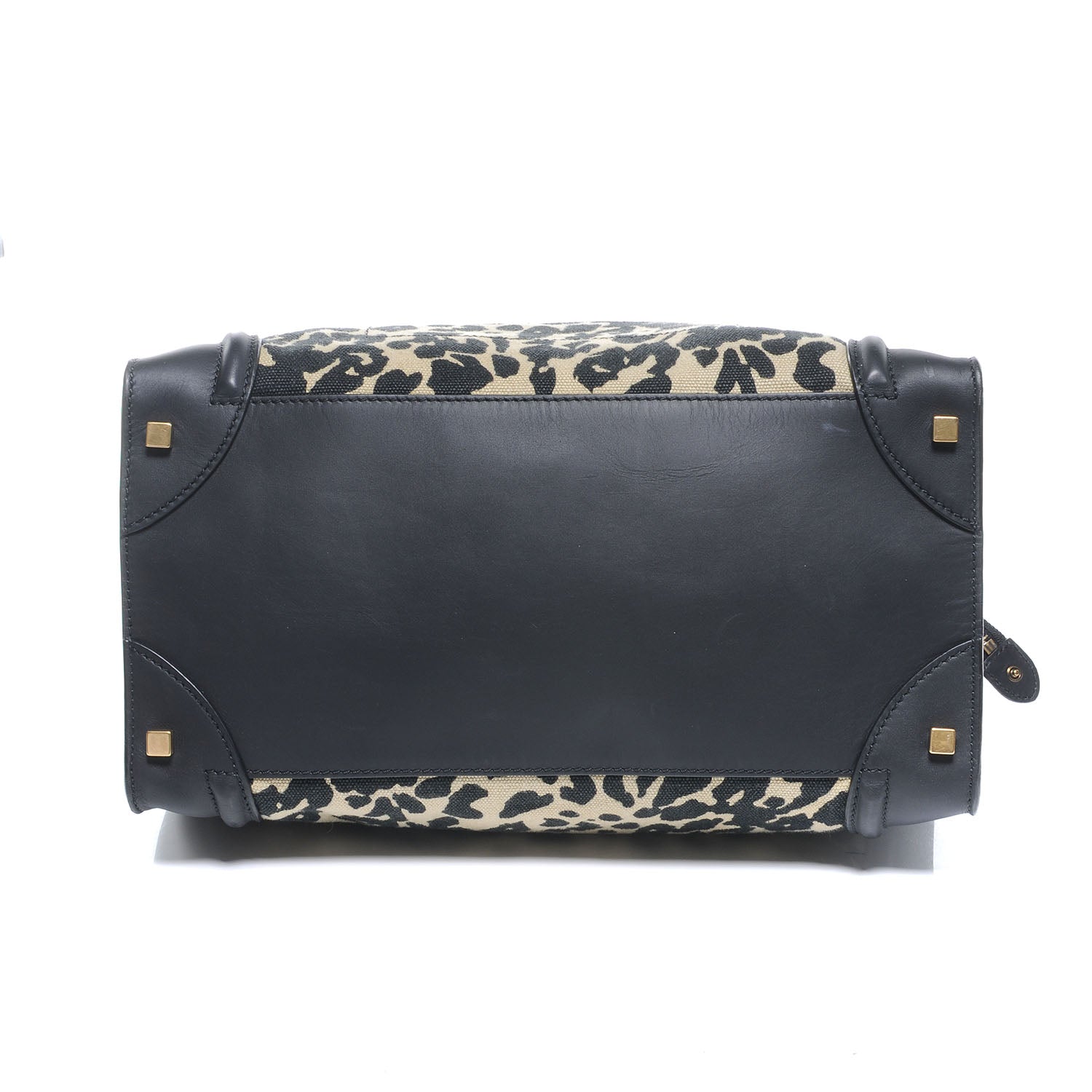 Celine Linen Smooth Calfskin Leopard Print Medium Luggage Black 4 of 8