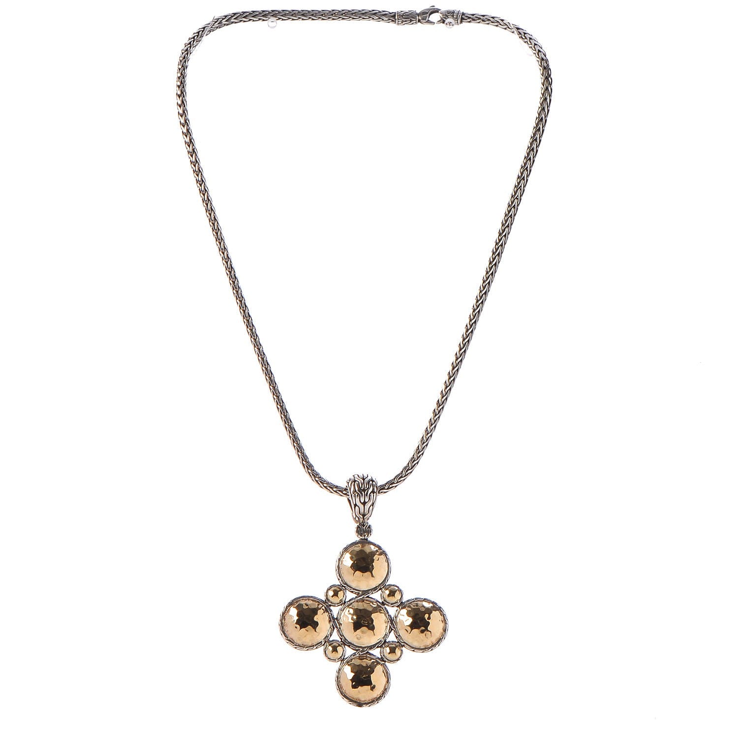 John Hardy Sterling Silver 22K Gold Palu Cross Pendant Necklace 3 of 9