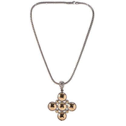 John Hardy Sterling Silver 22K Gold Palu Cross Pendant Necklace 3 of 9