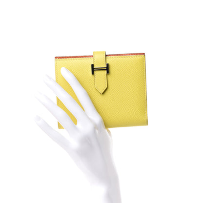 Hermes Epsom Verso Bearn Compact Wallet Lime Terre Battue 2 of 7