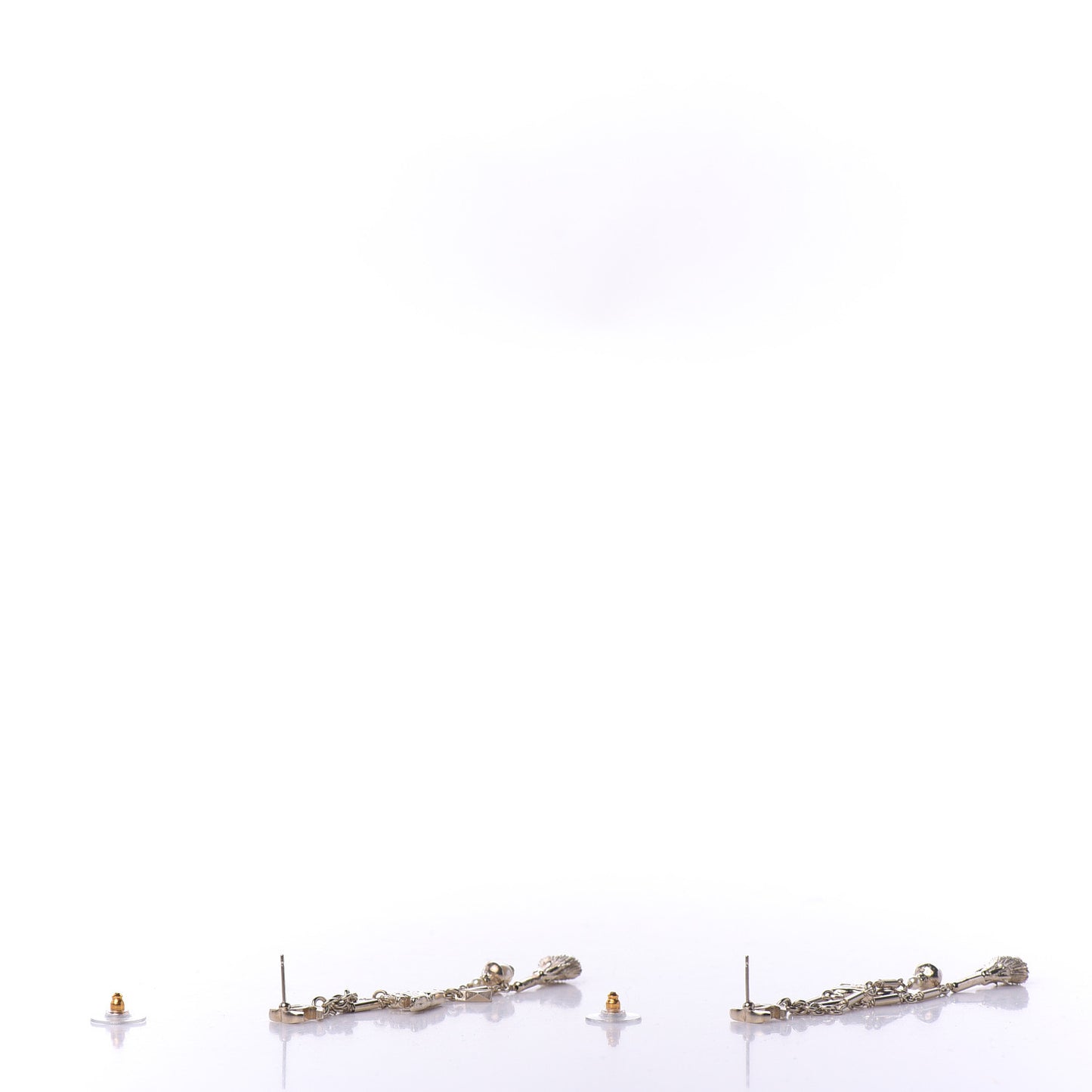 Pearl CC Drop Earrings Silver