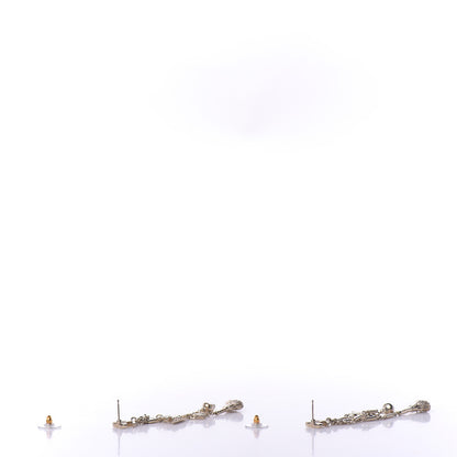 Chanel Pearl CC Drop Earrings Silver 4 of 5