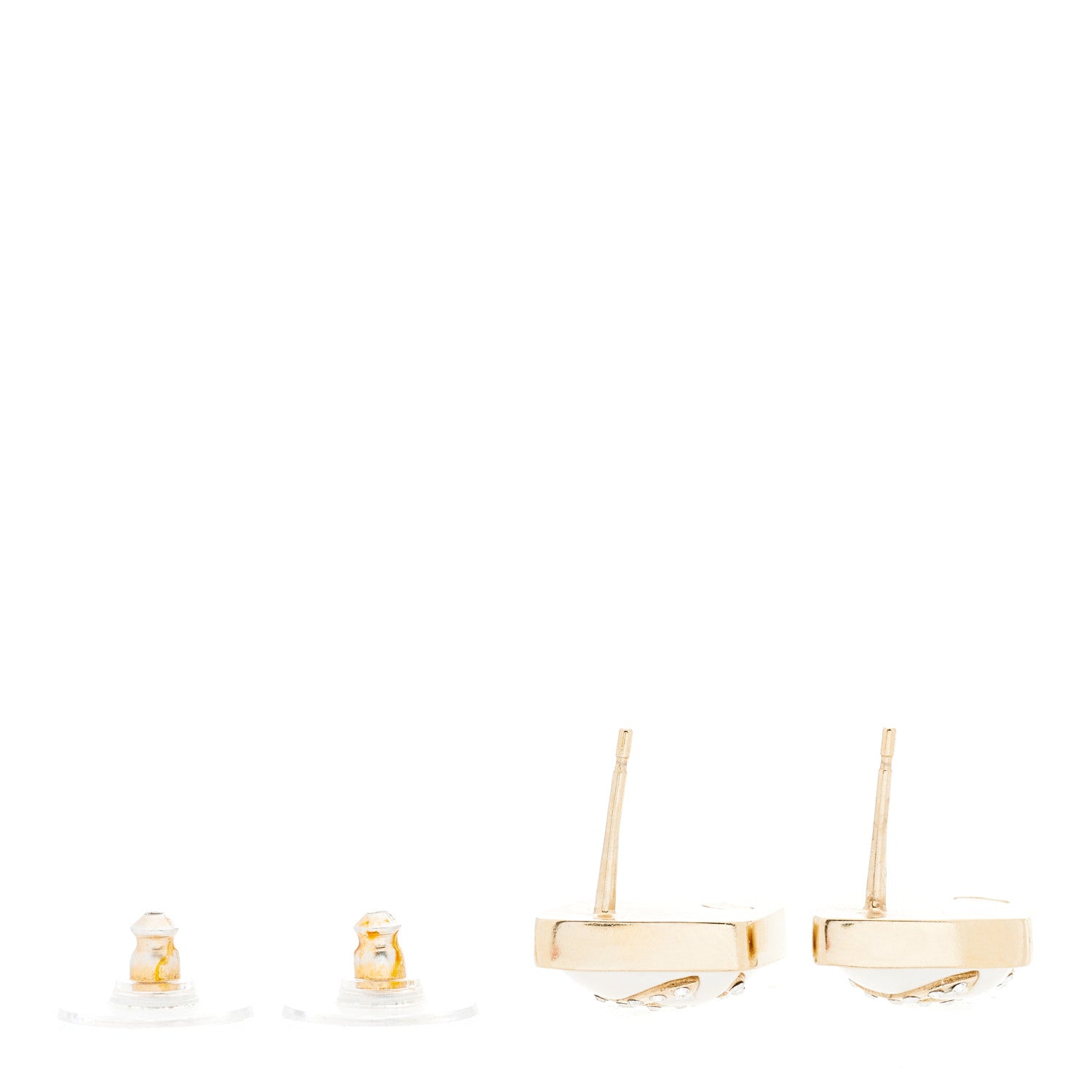 Chanel Crystal Square CC Earrings Gold White 3 of 4