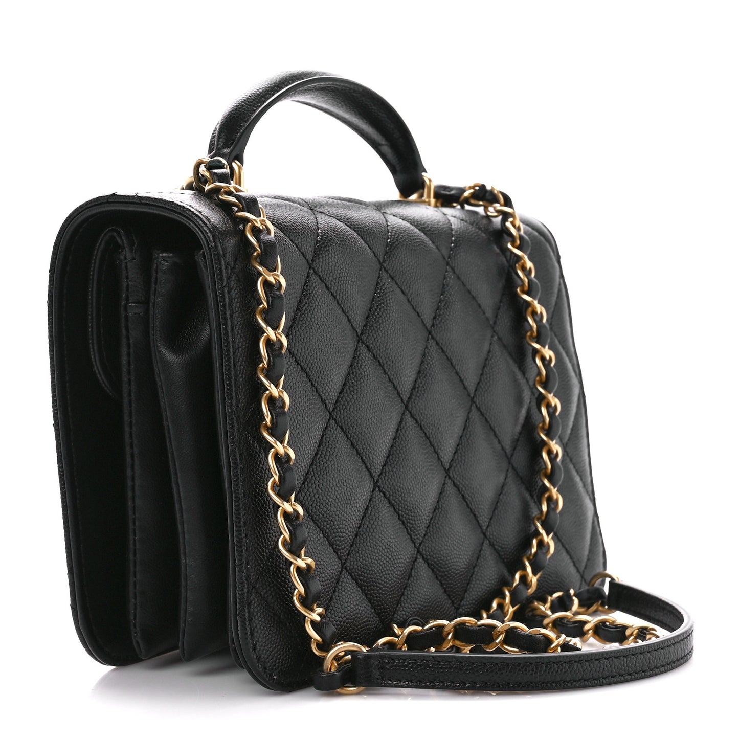 Caviar Quilted Mini Top Handle Flap Black