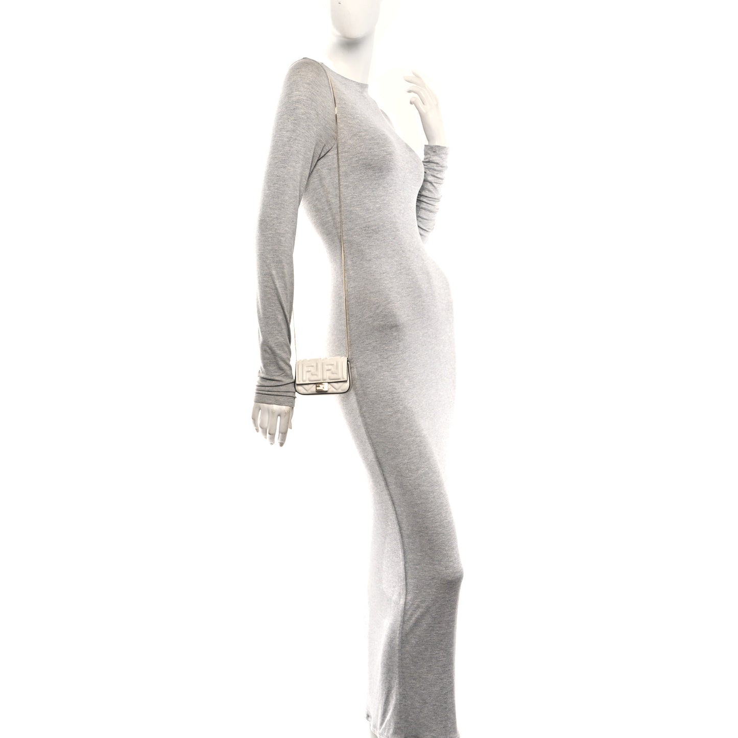 Nappa Matisse FF Embossed Nano Baguette Charm White