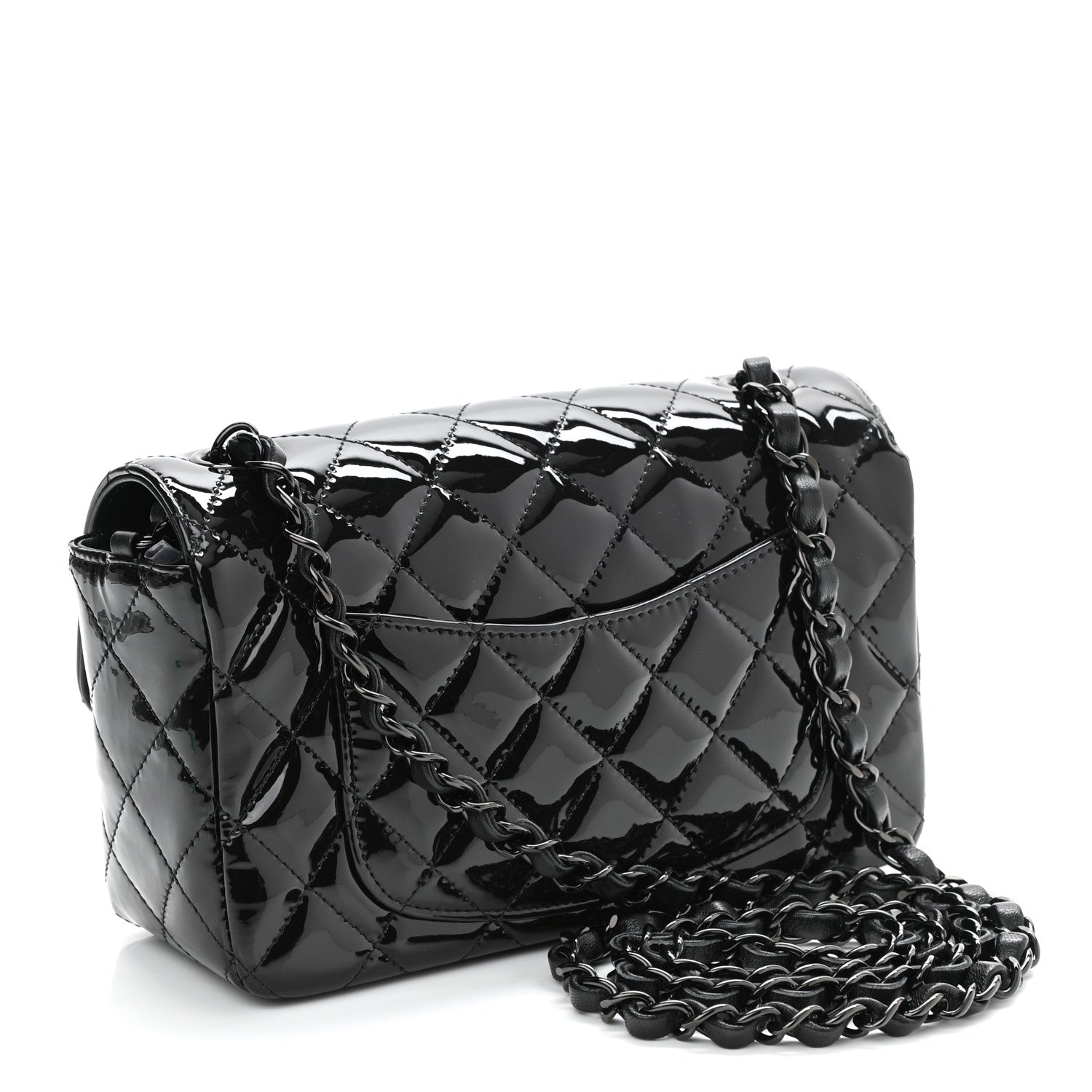 Chanel Patent Calfskin Quilted Mini Rectangular Flap So Black 3 of 11