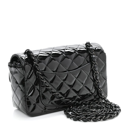 Chanel Patent Calfskin Quilted Mini Rectangular Flap So Black 3 of 11