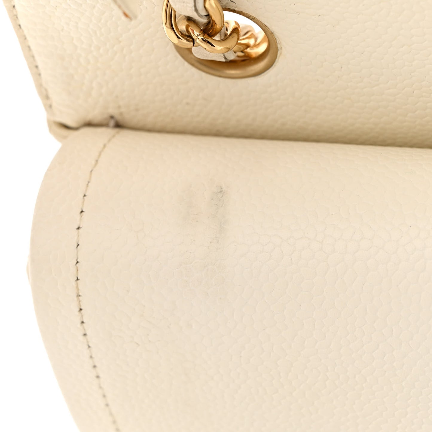Caviar Quilted Medium Double Flap White