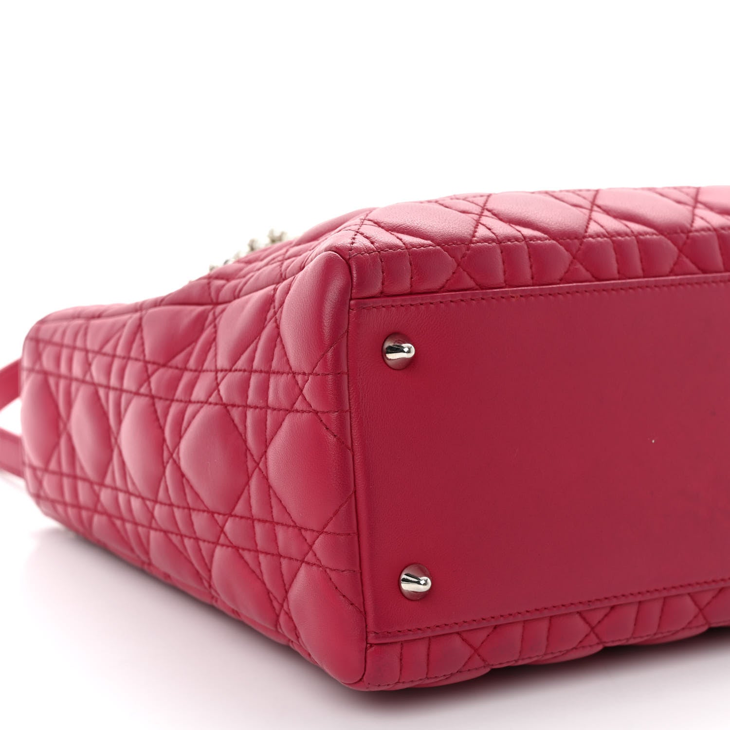 Christian Dior Lambskin Cannage Medium Pearl Lady Dior Dark Pink 8 of 9
