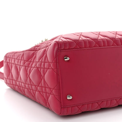 Christian Dior Lambskin Cannage Medium Pearl Lady Dior Dark Pink 8 of 9