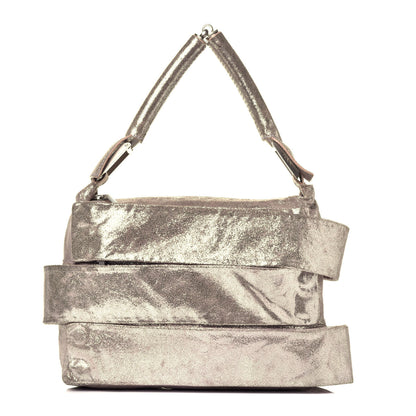 Fendi Metallic Crackled Suede Shoulder Bag Sabbia 1 of 10