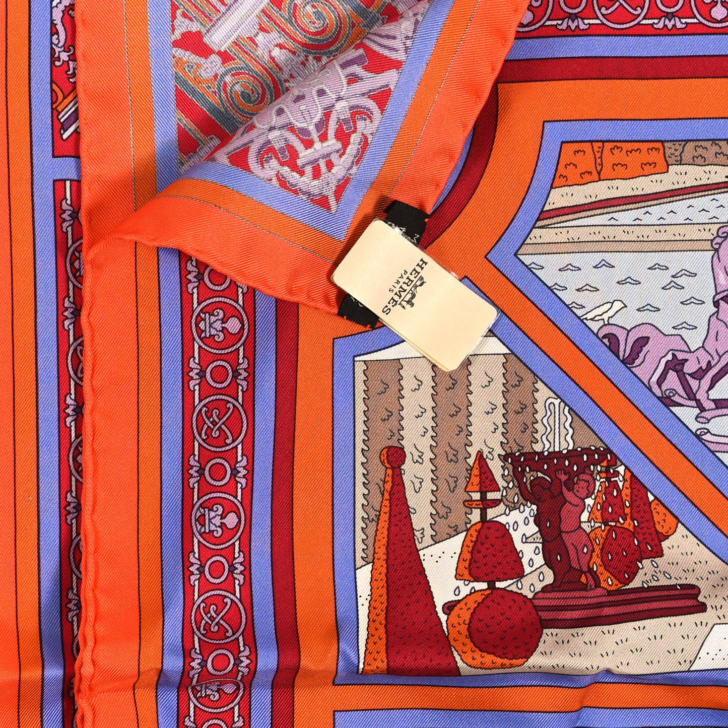 Silk Flanerie A Versailles Scarf 90 Orange Parme Rouge