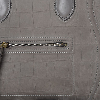 Celine Crocodile Embossed Nubuck Medium Phantom Luggage Grey 8 of 11