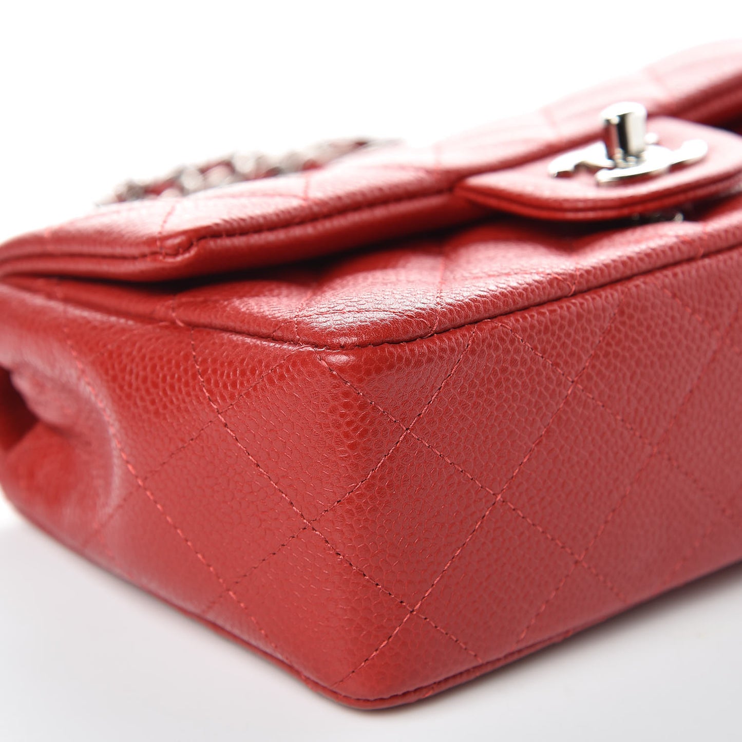 Caviar Quilted Mini Rectangular Flap Red