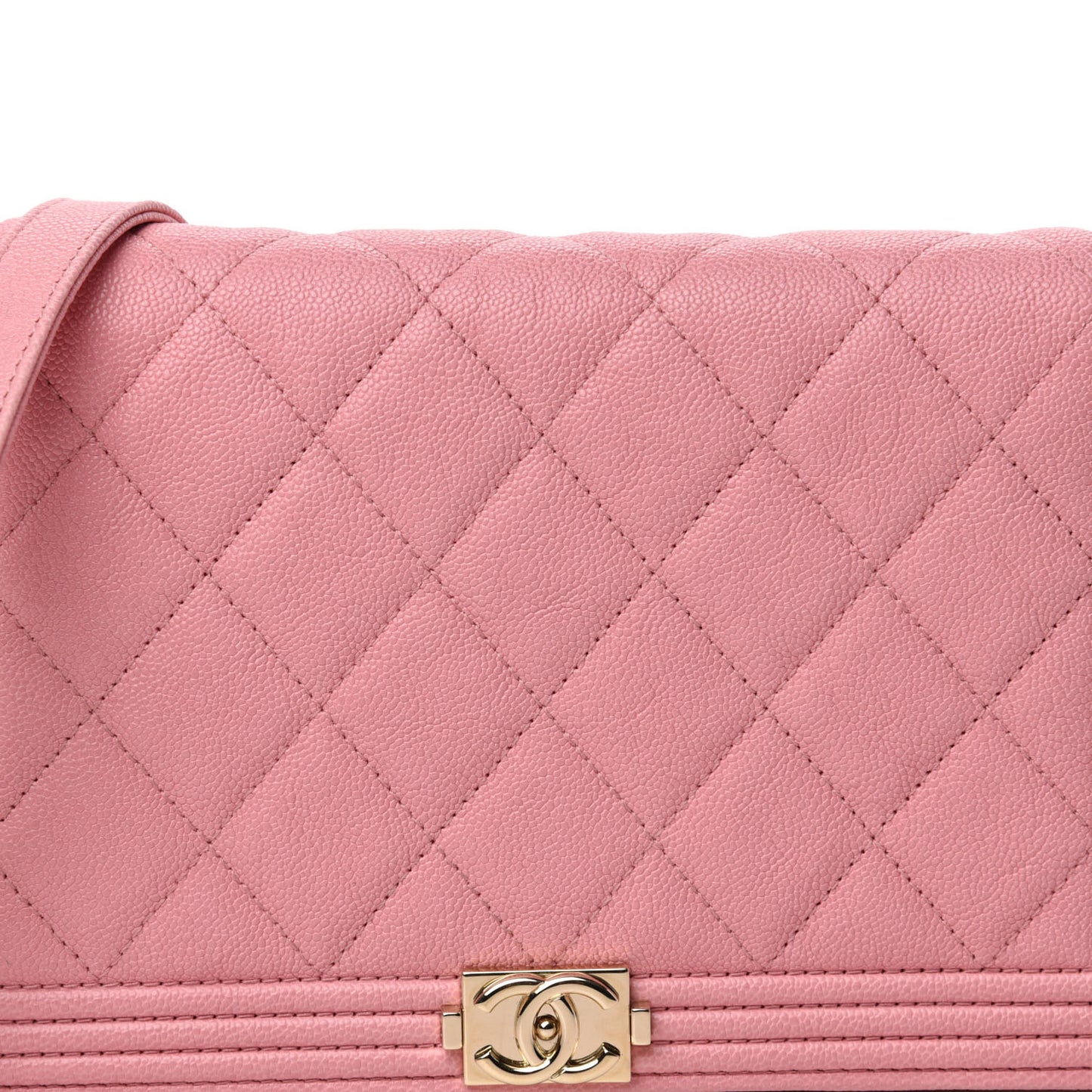 Caviar Quilted Boy Wallet On Chain WOC Light Pink