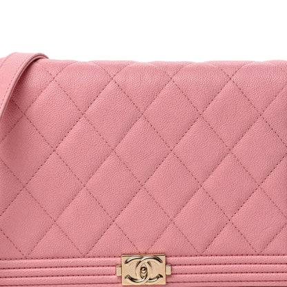 Chanel Caviar Quilted Boy Wallet On Chain WOC Light Pink 11 of 12