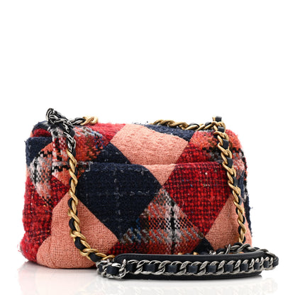 Chanel Tweed Quilted Medium Chanel 19 Flap Red Navy Multicolor 3 of 10