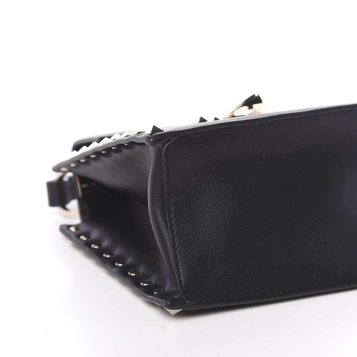 Valentino Garavani Vitello Rockstud Overlay Flap Top Handle Bag Black 7 of 9