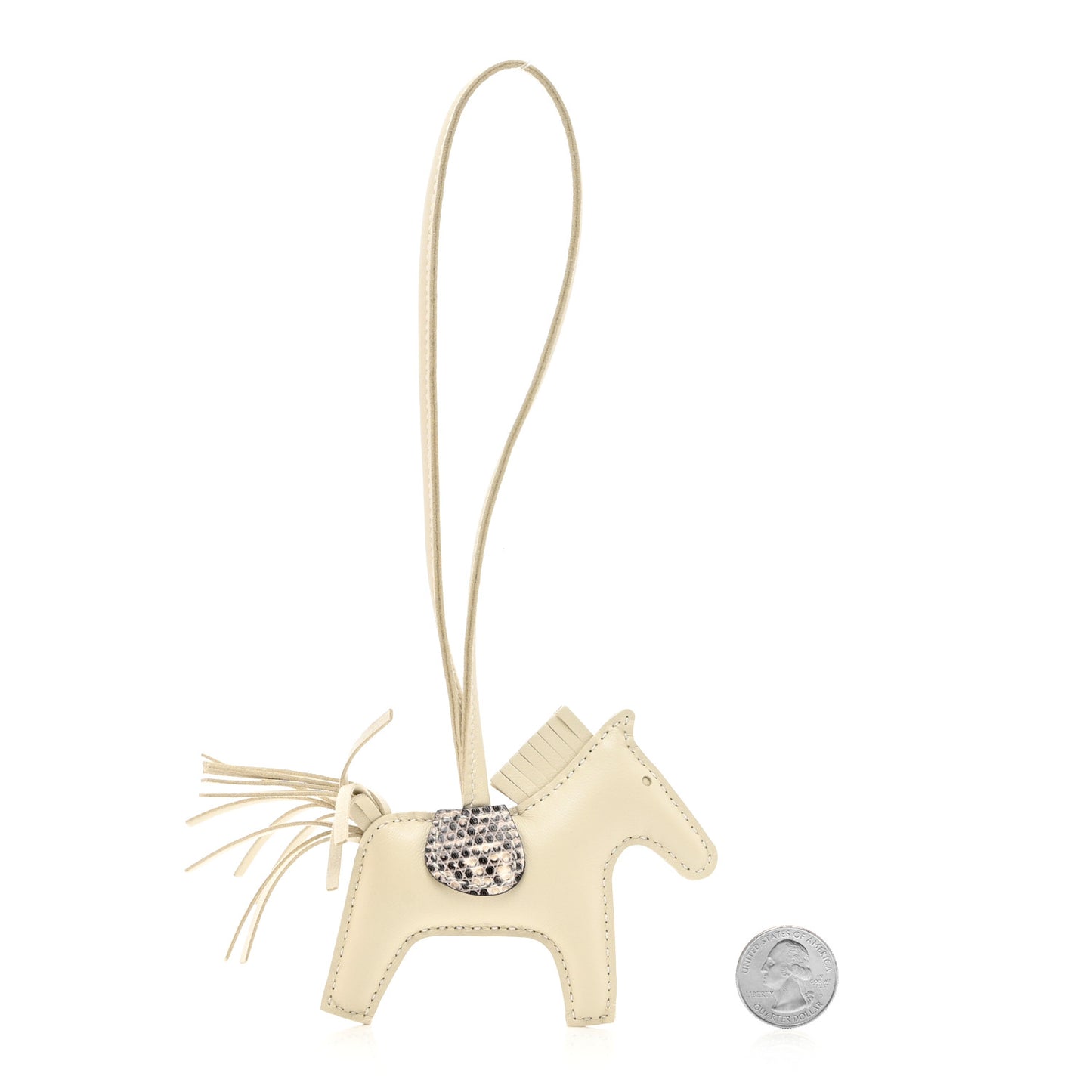 Milo Lambskin Lizard Touch Grigri Rodeo Horse Bag Charm PM Craie Ombre