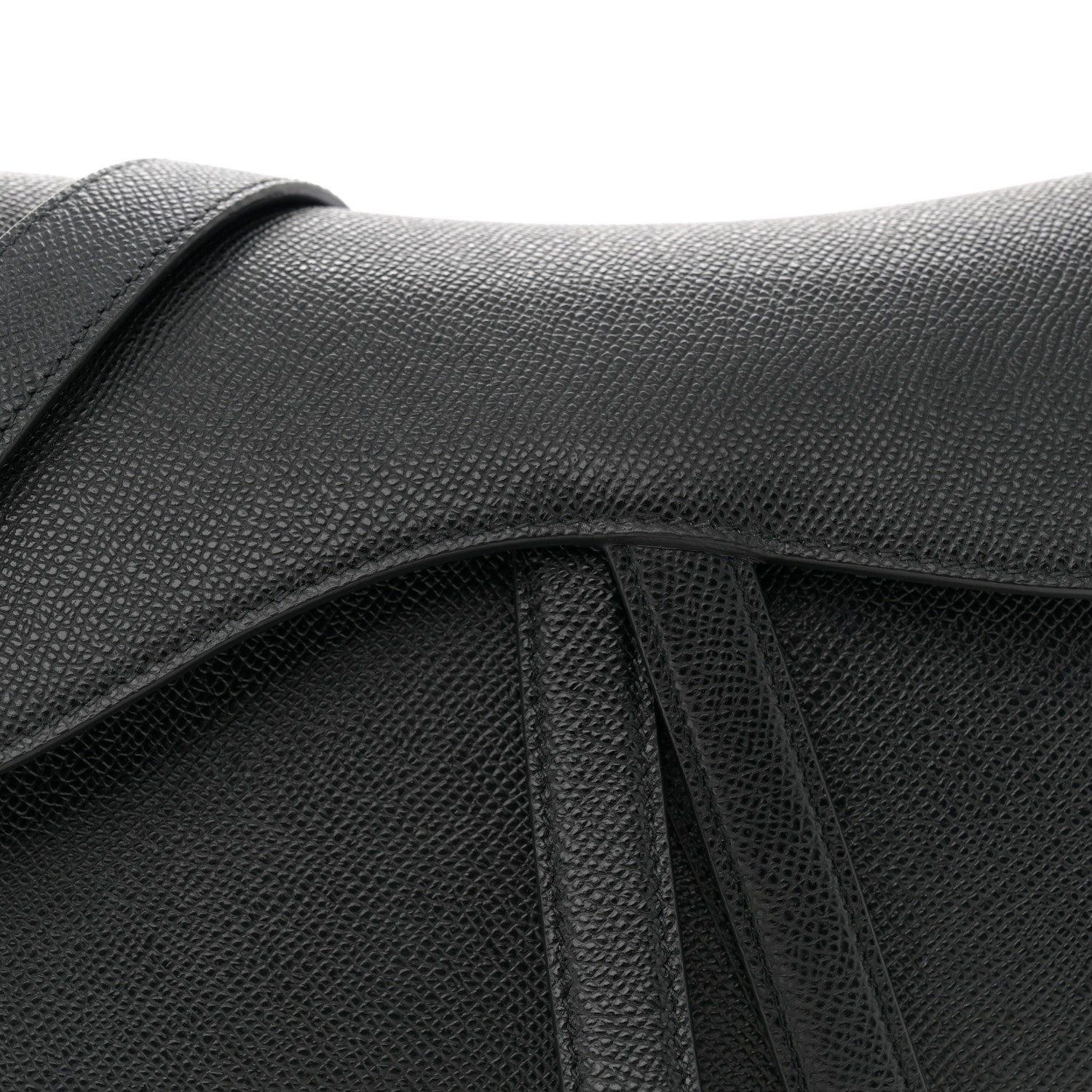 Christian Dior Grained Calfskin Saddle Bag With Strap Black 8 of 11