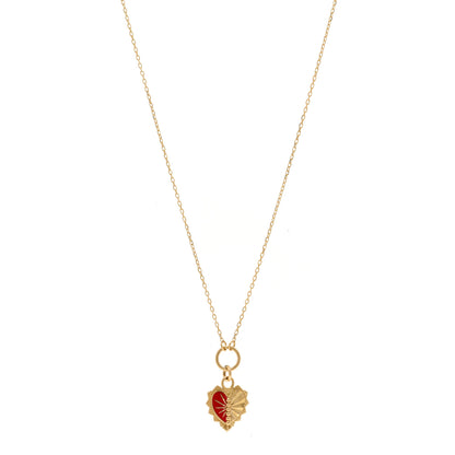 Foundrae 18K Yellow Gold Enamel Reflection Heart Love Token Drop Necklace 1 of 6