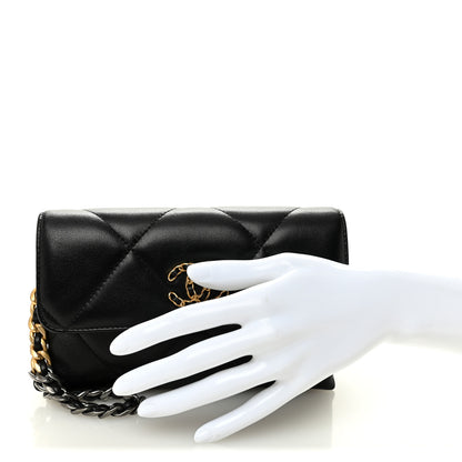 Chanel Lambskin Quilted Chanel 19 Flap Clutch Black 2 of 8