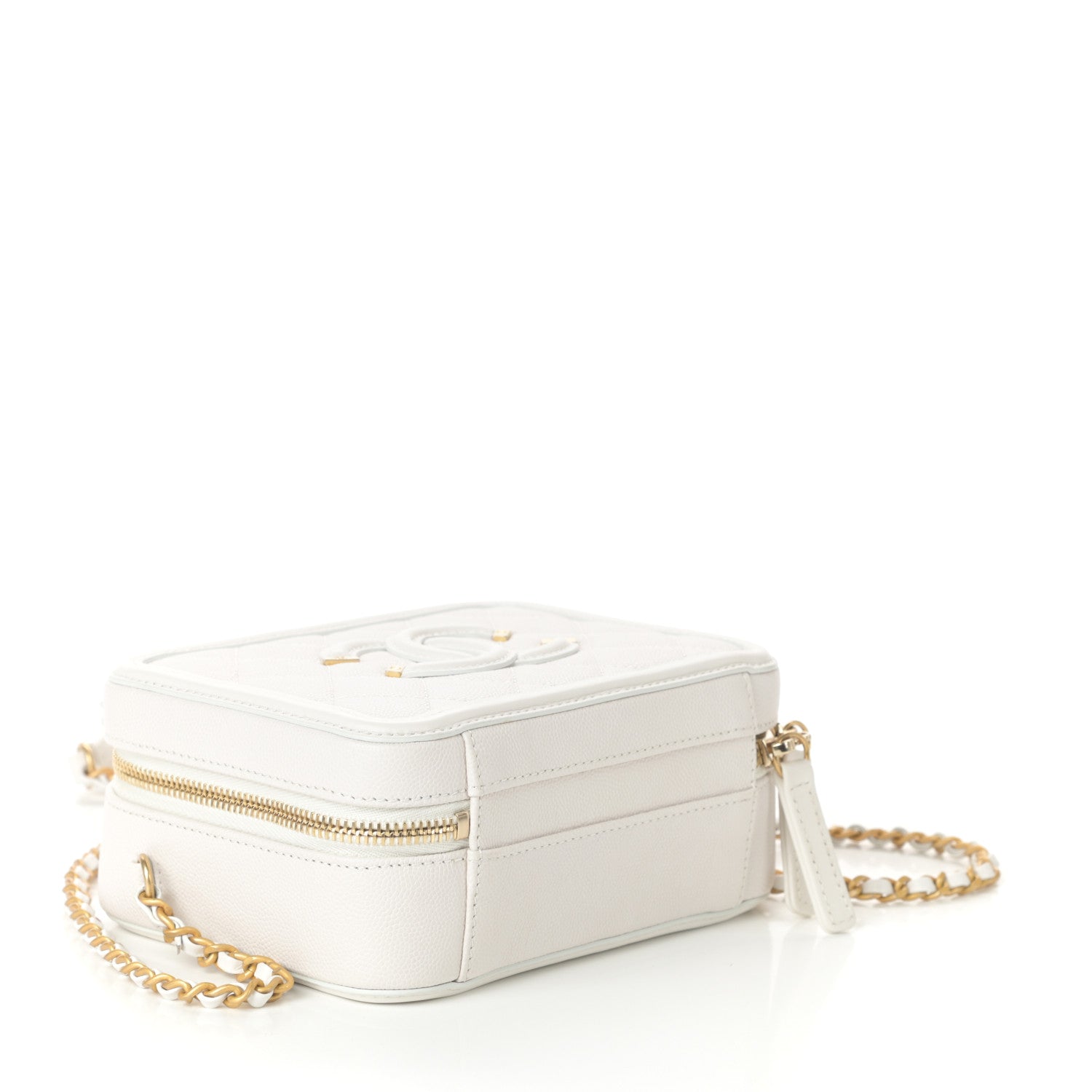 Chanel Caviar Quilted Small CC Filigree Vanity Case White 4 of 10