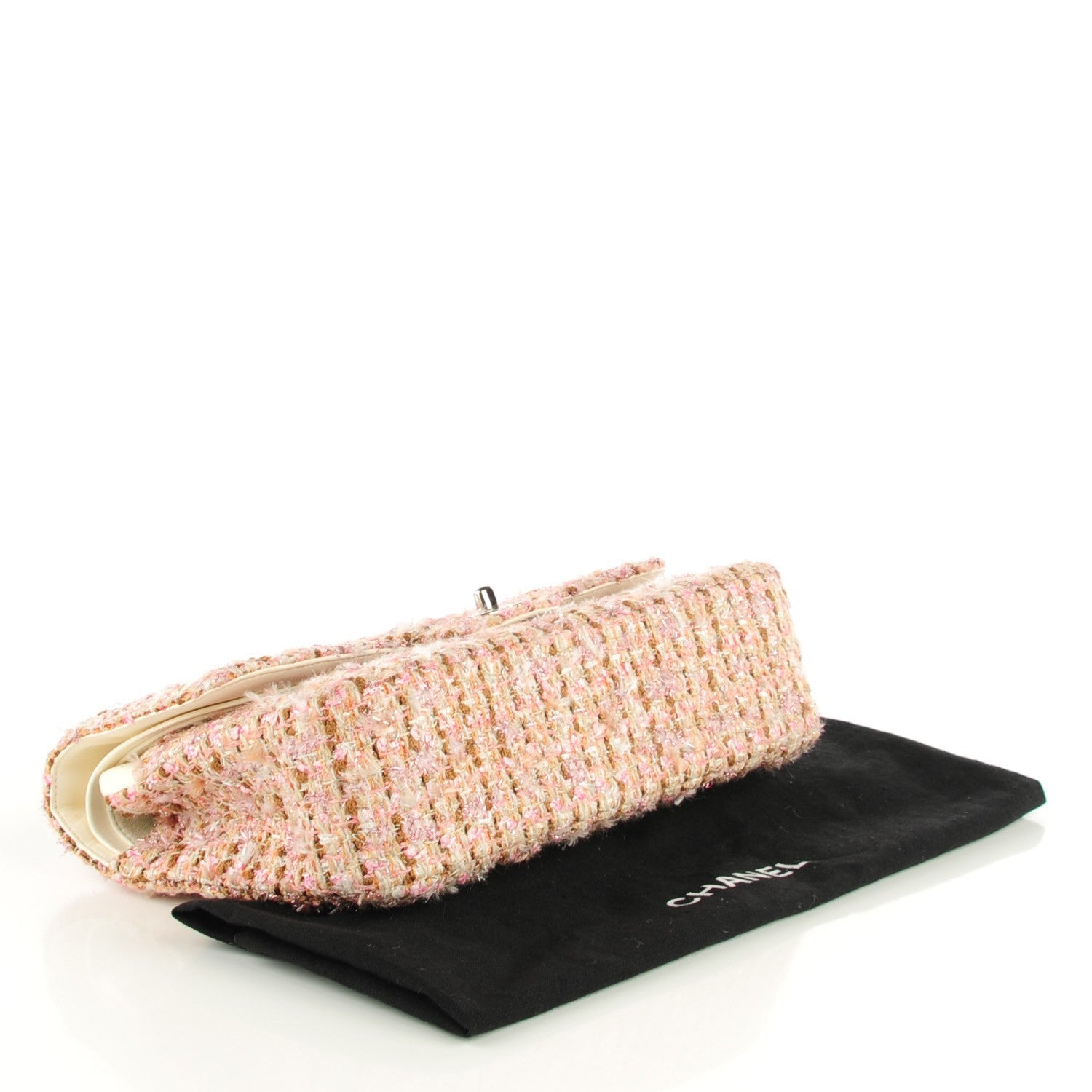 Chanel Tweed Quilted Medium Double Flap Pink Gold 4 of 9