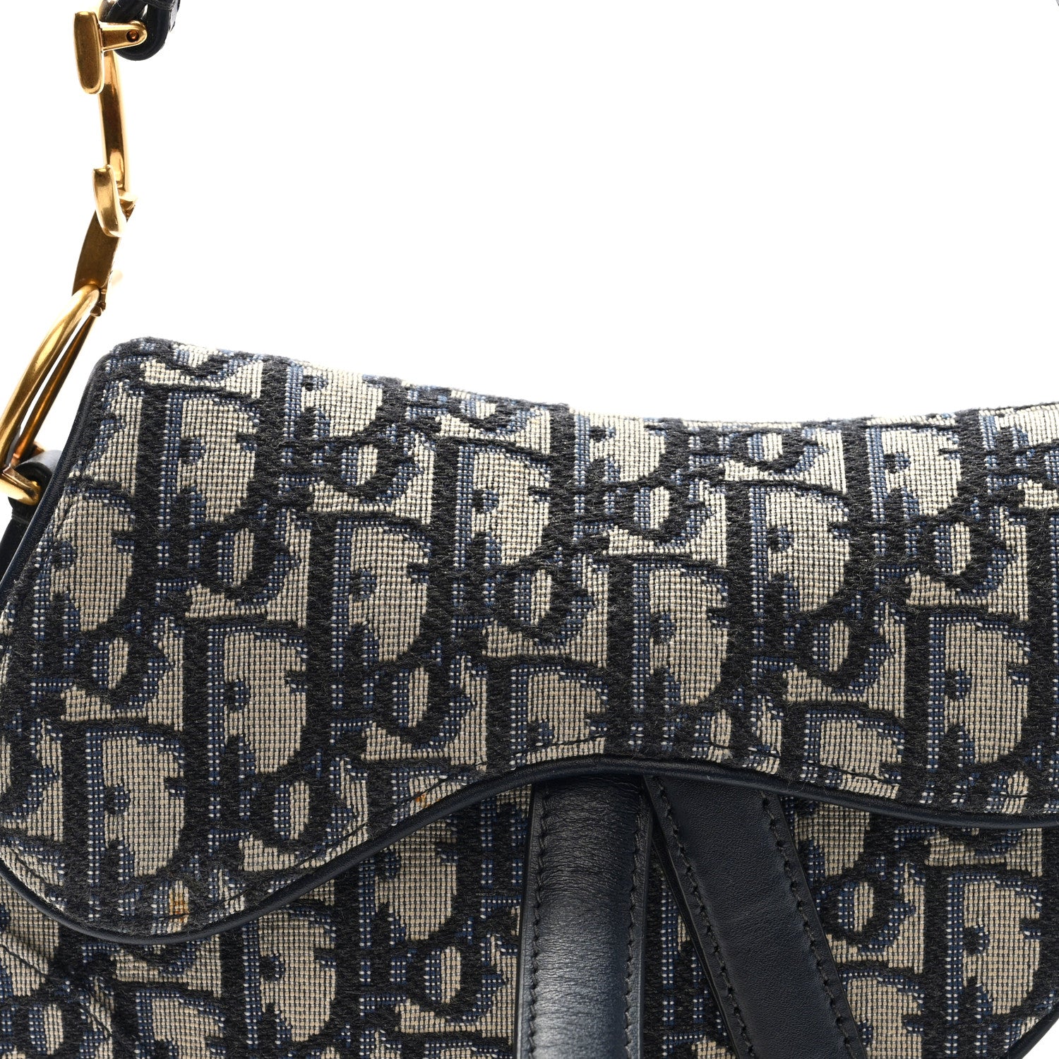 Christian Dior Oblique Mini Saddle Bag Blue 8 of 10