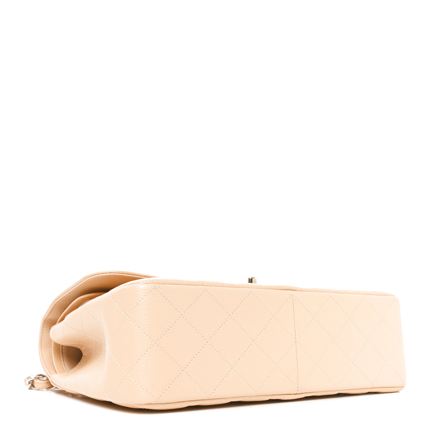 Caviar Quilted Jumbo Double Flap Beige Clair