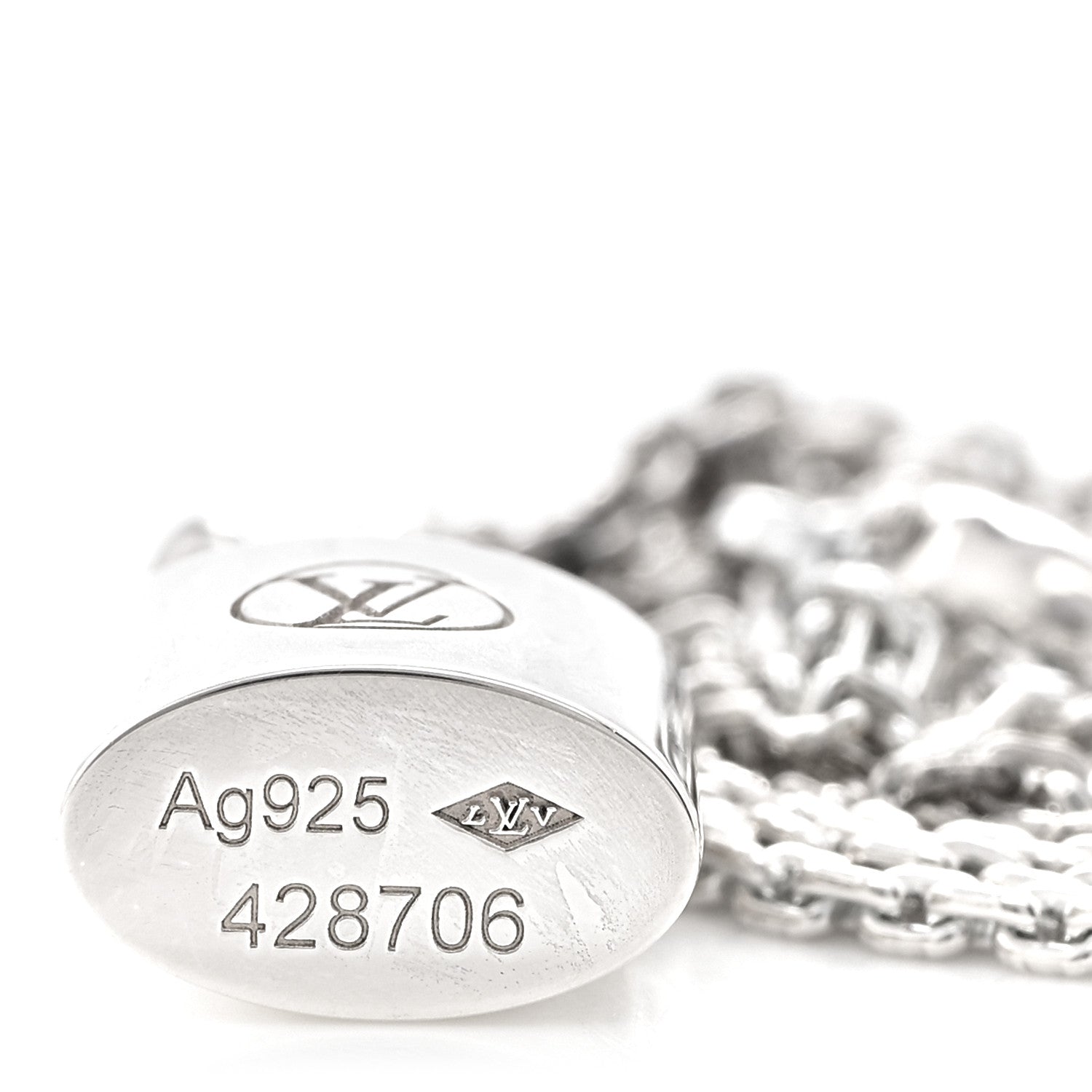Louis Vuitton Sterling Silver Lockit Necklace 5 of 6