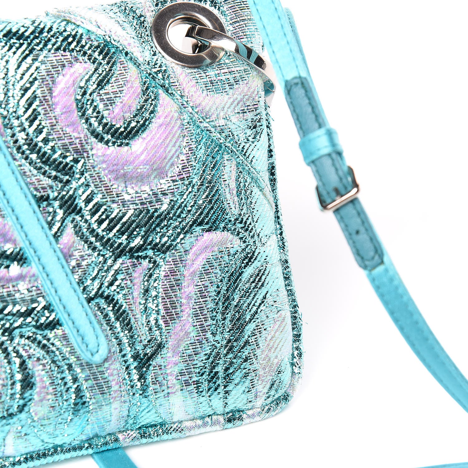 Miu Miu Tessuto Lurex Flap Clutch Turchese 15 of 15
