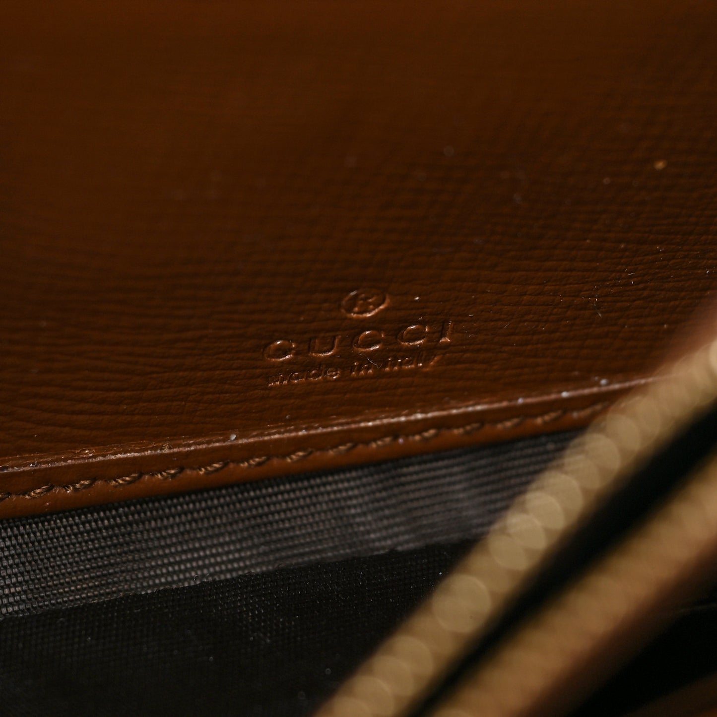 GG Supreme Monogram Azalea Calfskin Web Jackie 1961 Chain Wallet Beige Ebony Brown Sugar