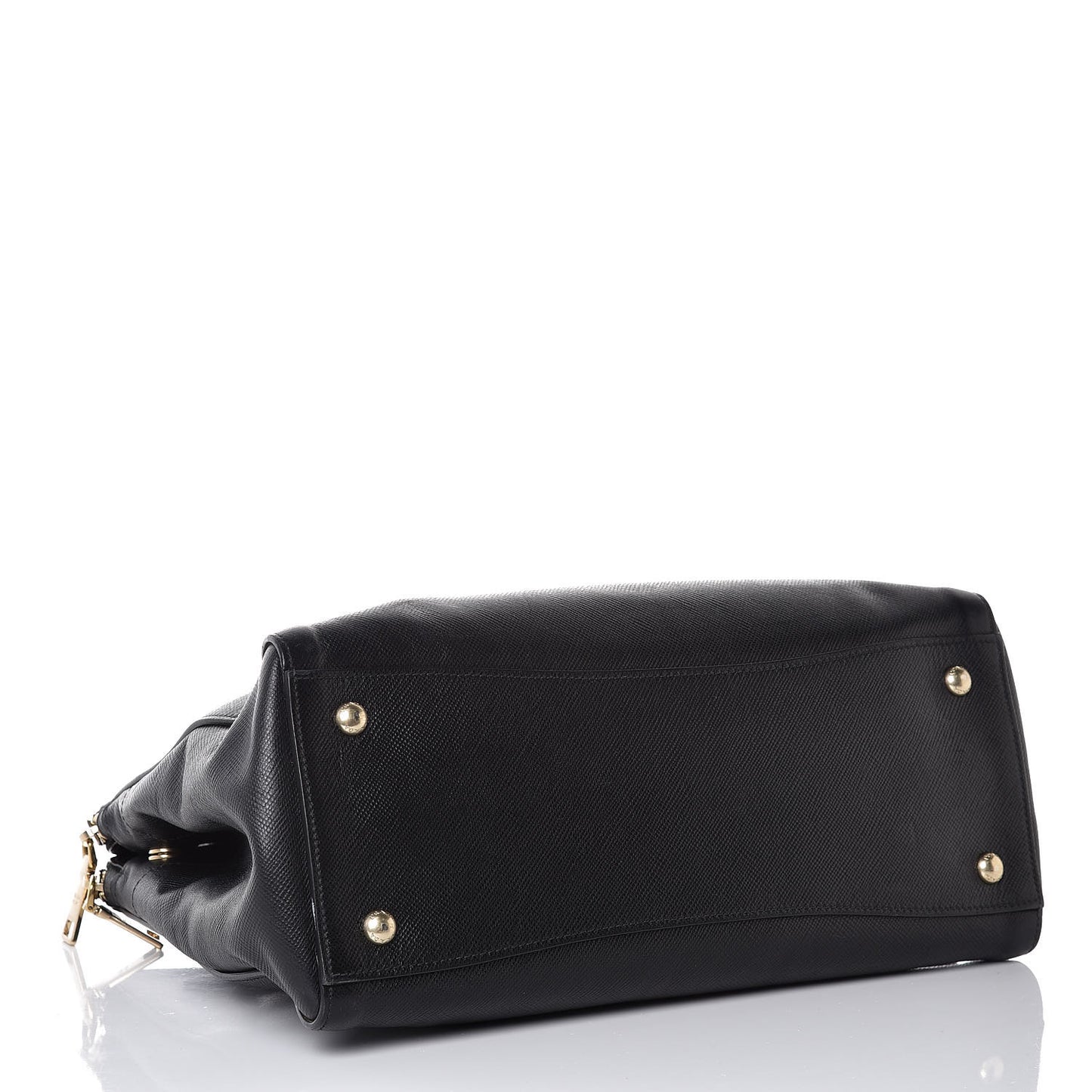 Saffiano Large Double Zip Tote Black