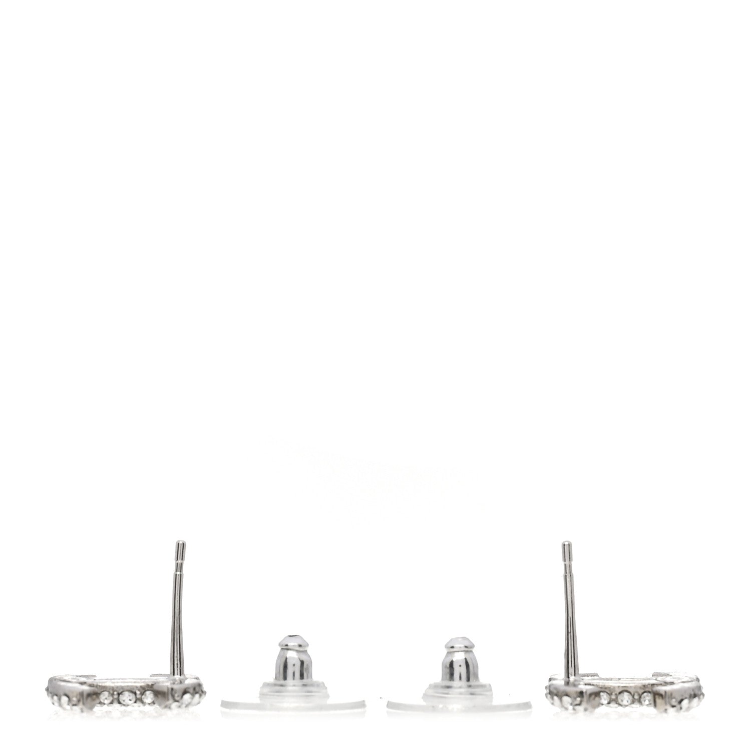 Chanel Crystal CC Earrings Silver 3 of 4