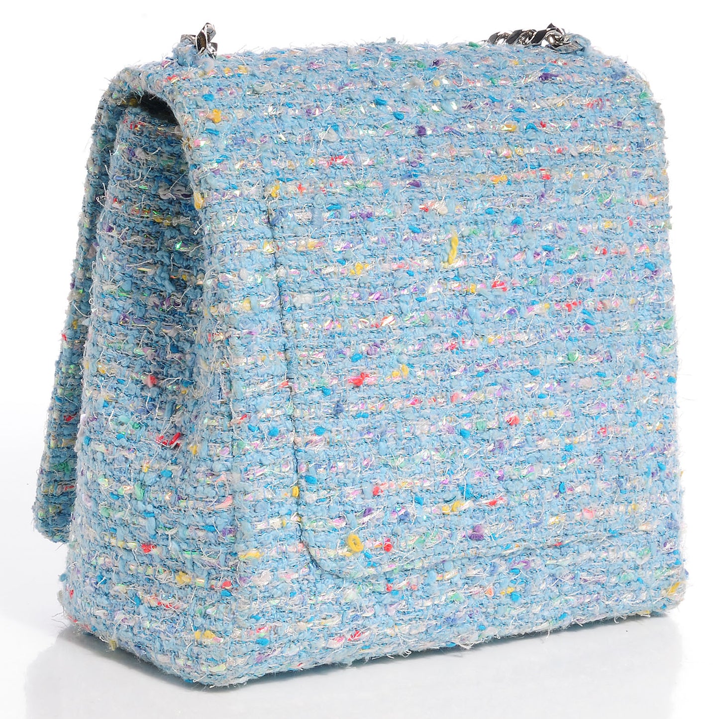 Tweed CC Flap Bag Blue