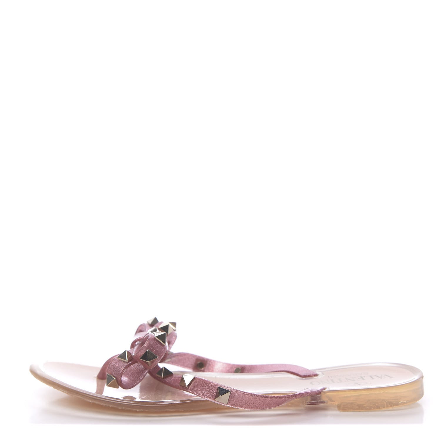 Valentino Garavani PVC Jelly Glitter Rockstud Bow Thong Sandals 36 Pink 1 of 8