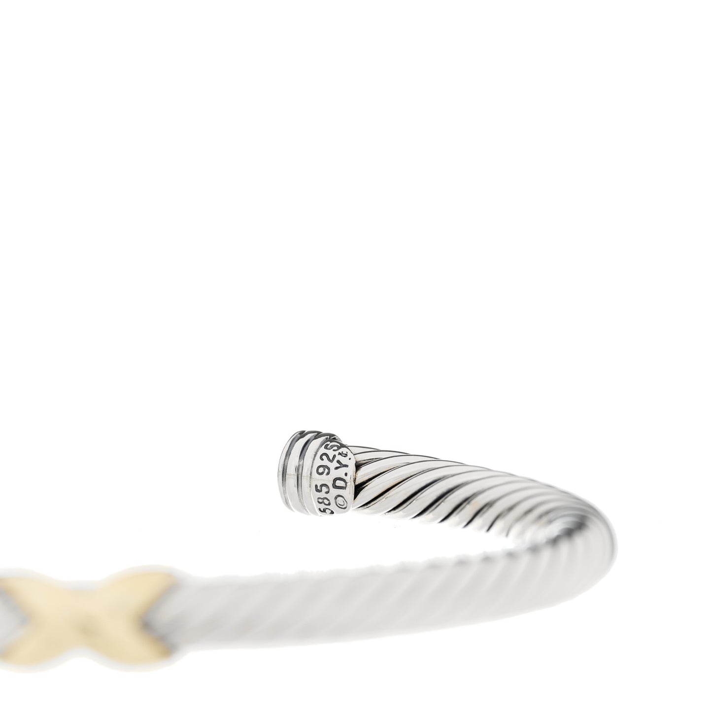 Sterling Silver 14K Yellow Gold 5mm X Station Cable Bracelet