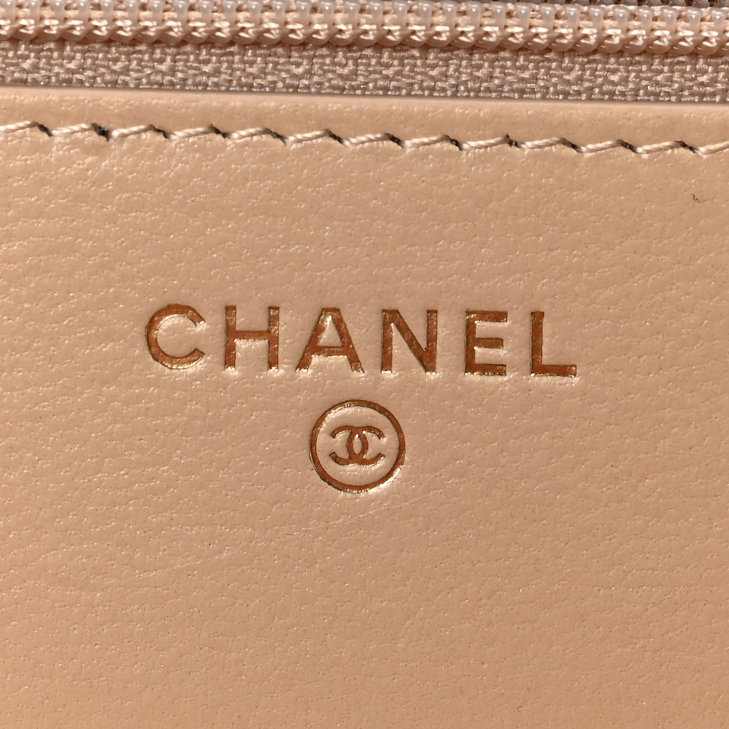 Lambskin Quilted Chanel 19 Wallet On Chain WOC Beige